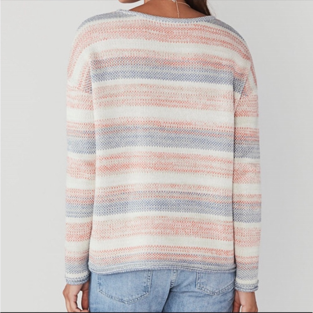 FAHERTY | Striped Multi Color Cotton Knit Pullover Sweater Size L - Picture 2 of 14